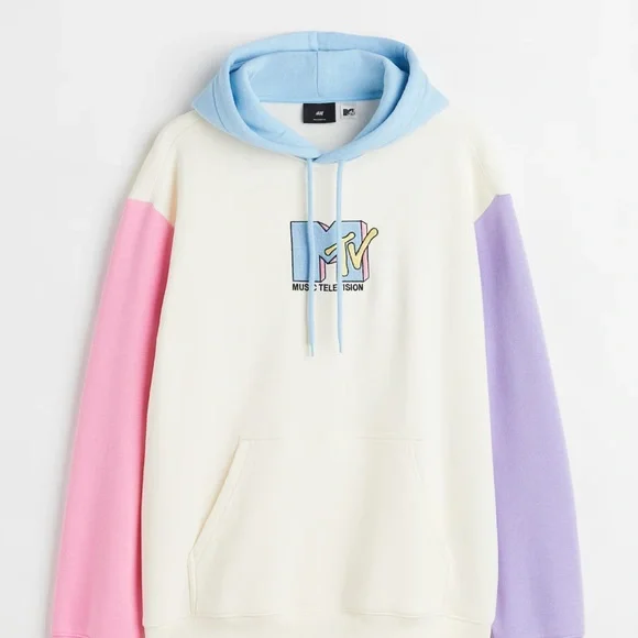 H&M Sweaters Colorblock Hoodie With Logomtv Music Television